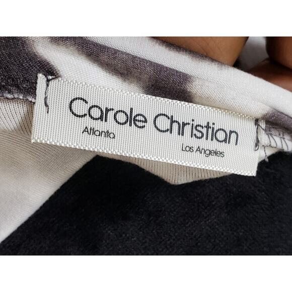 Carole Christian Blouse Top Womens Medium White Leopard Print Tiered Hem Stretch - Picture 3 of 10